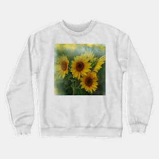 Be Radiant - Sunflowers Blooming  - Yellow Summer Botanical Flowers Crewneck Sweatshirt